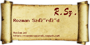 Rozman Szórád névjegykártya